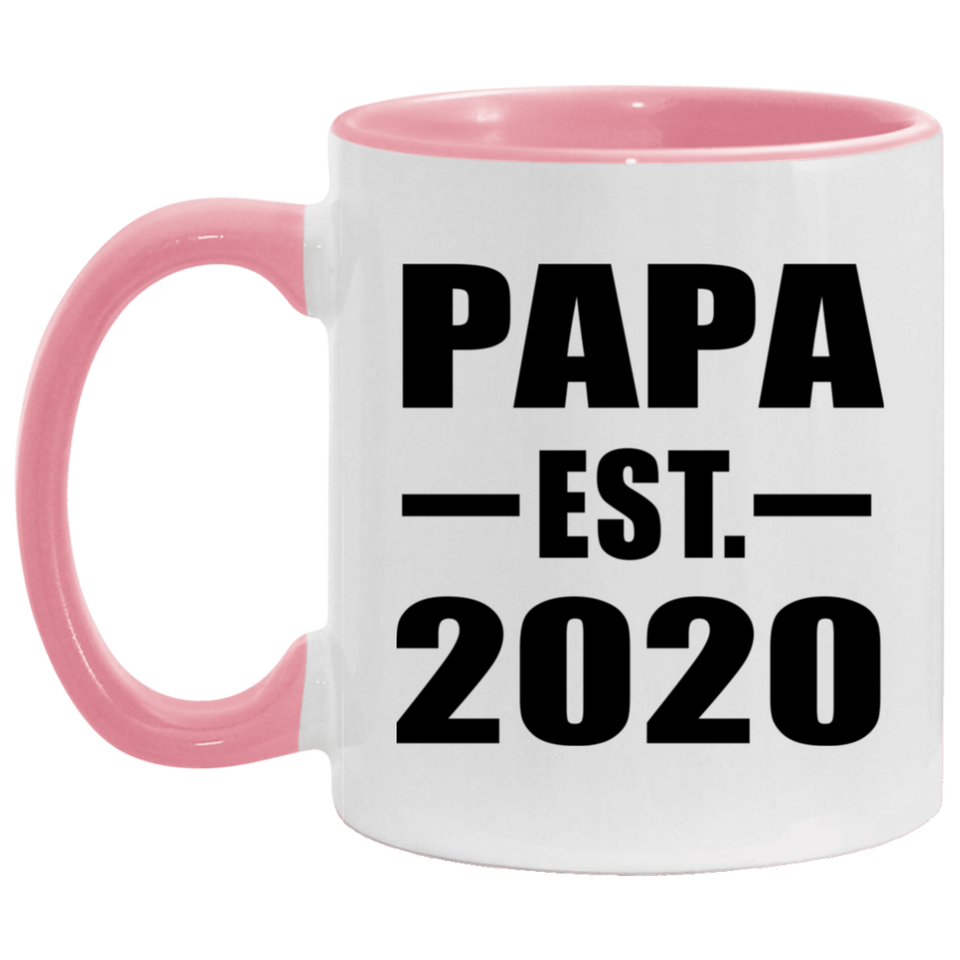 Papa Established EST. 2020 - 11oz Accent Mug Pink