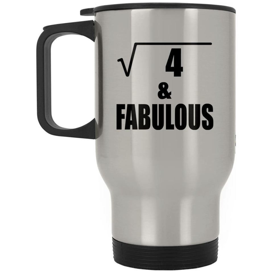 2nd Birthday Square Root of 4 & Fabulous - Silver Travel Mug
