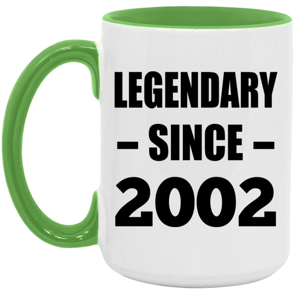 22nd Birthday Legendary Since 2002 - 15oz Accent Mug Green