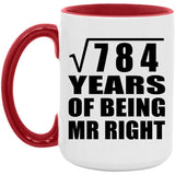 28th Anniversary Square Root of 784 Years of Being Mr Right - 15oz Accent Mug Red