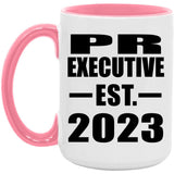 PR Executive Established EST. 2023 - 15oz Accent Mug Pink