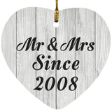 16th Anniversary Mr & Mrs Since 2008 - Heart Ornament F