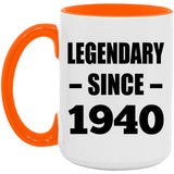 84th Birthday Legendary Since 1940 - 15oz Accent Mug Orange