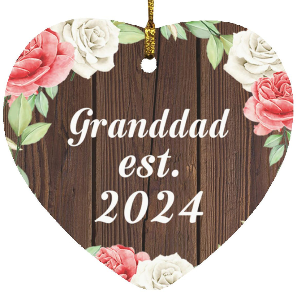 Granddad Established Est. 2024 - Heart Ornament A