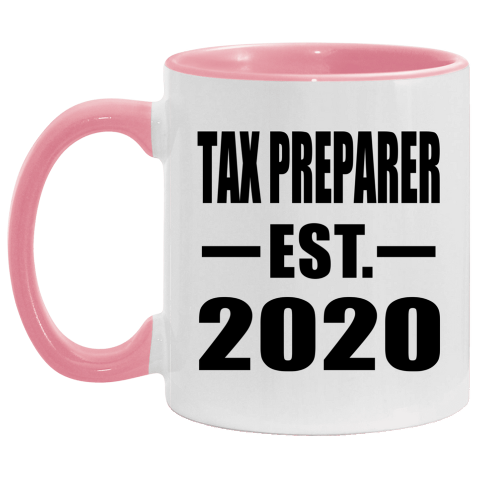 Tax Preparer Established EST. 2020 - 11oz Accent Mug Pink