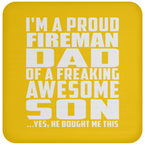 Proud Fireman Dad Of Awesome Son - Drink Coaster