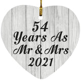 54th Anniversary 54 Years As Mr & Mrs 2021 - Heart Ornament F
