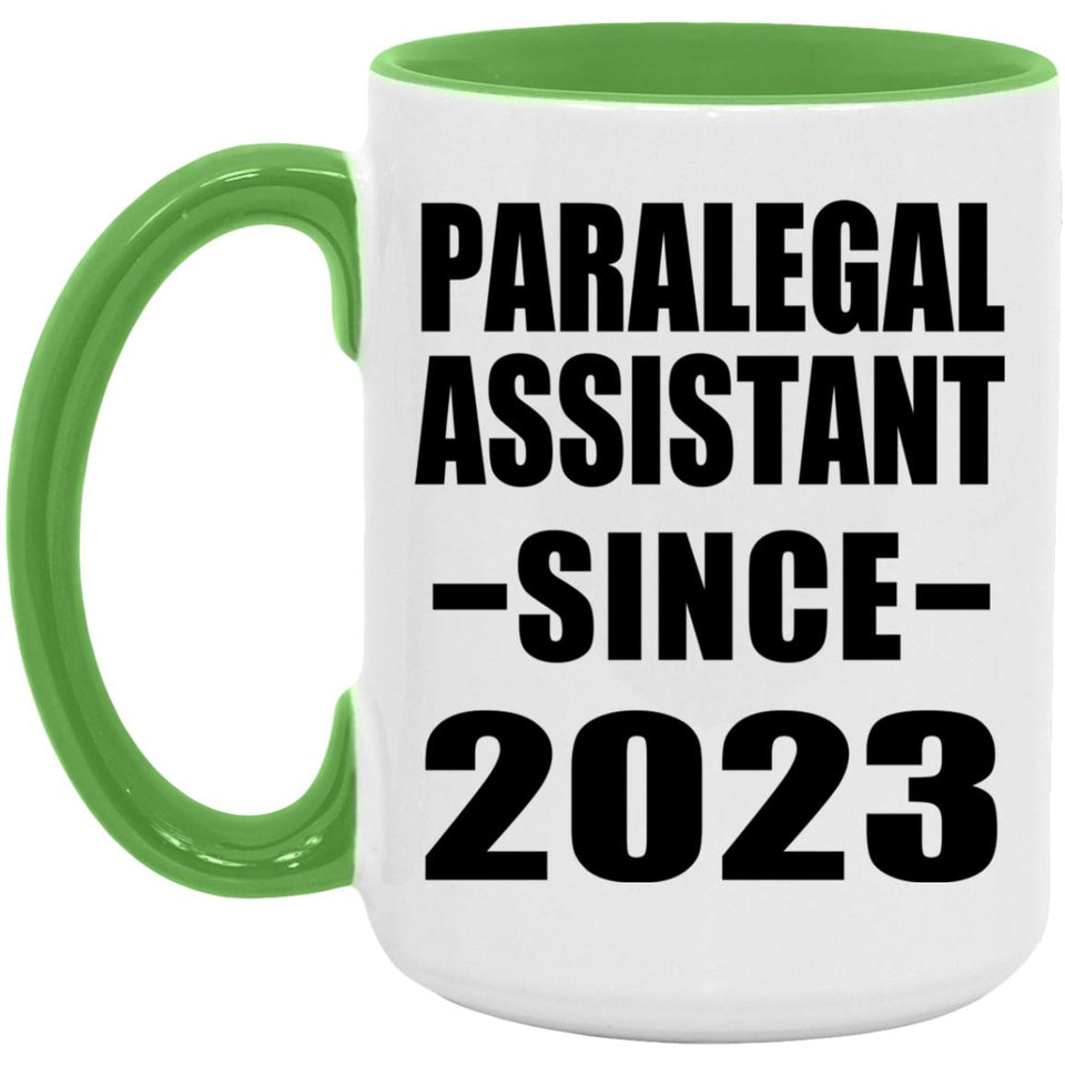Paralegal Assistant Since 2023 - 15oz Accent Mug Green