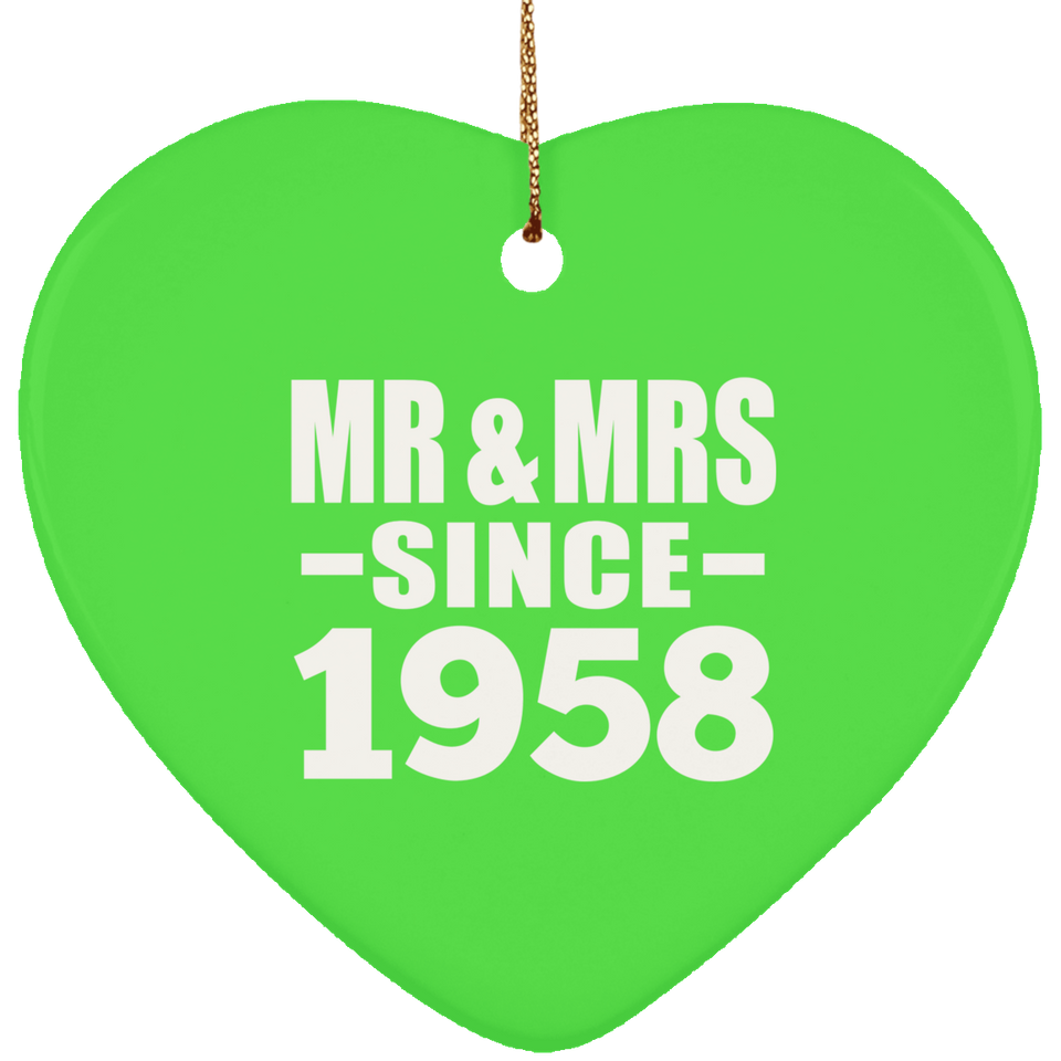 66th Anniversary Mr & Mrs Since 1958 - Heart Ornament