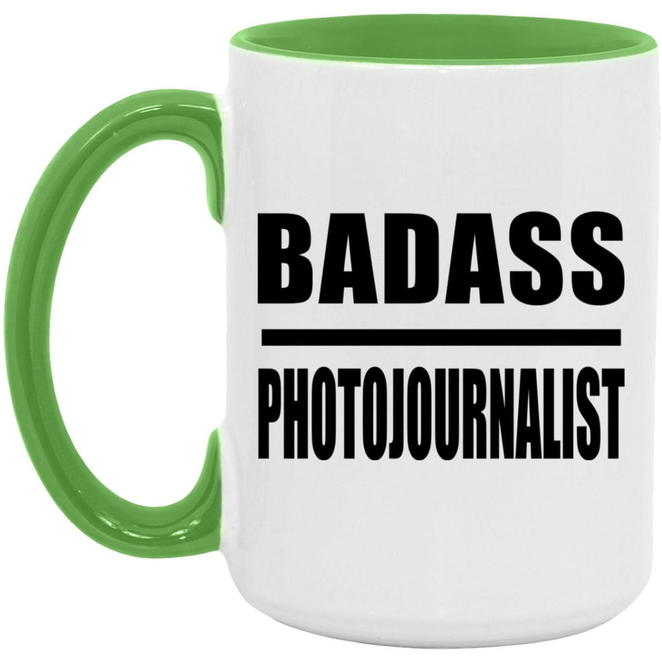 Badass Photojournalist - 15oz Accent Mug Green