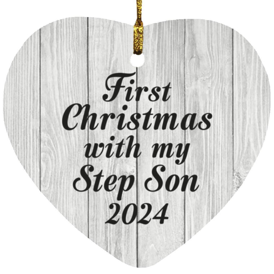 First Christmas With My Step Son 2024 - Heart Ornament F
