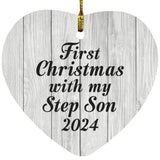First Christmas With My Step Son 2024 - Heart Ornament F