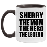 Sherry The Mom The Hero The Legend - 11oz Accent Mug Black