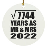 88th Anniversary Square Root of 7744 Years As Mr & Mrs 2022 - Circle Ornament