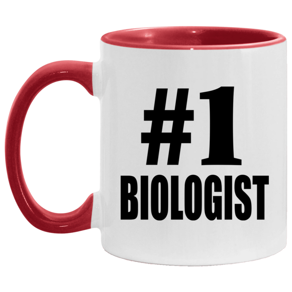 Number One #1 Biologist - 11oz Accent Mug Red