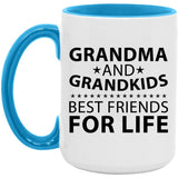 Grandma and Grandkids, Best Friends For Life - 15oz Accent Mug Blue