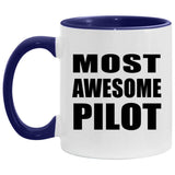 Most Awesome Pilot - 11oz Accent Mug Purple
