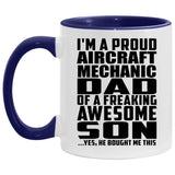 Proud Aircraft Mechanic Dad Of Awesome Son - 11oz Accent Mug Purple