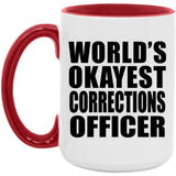 World's Okayest Corrections Officer - 15oz Accent Mug Red