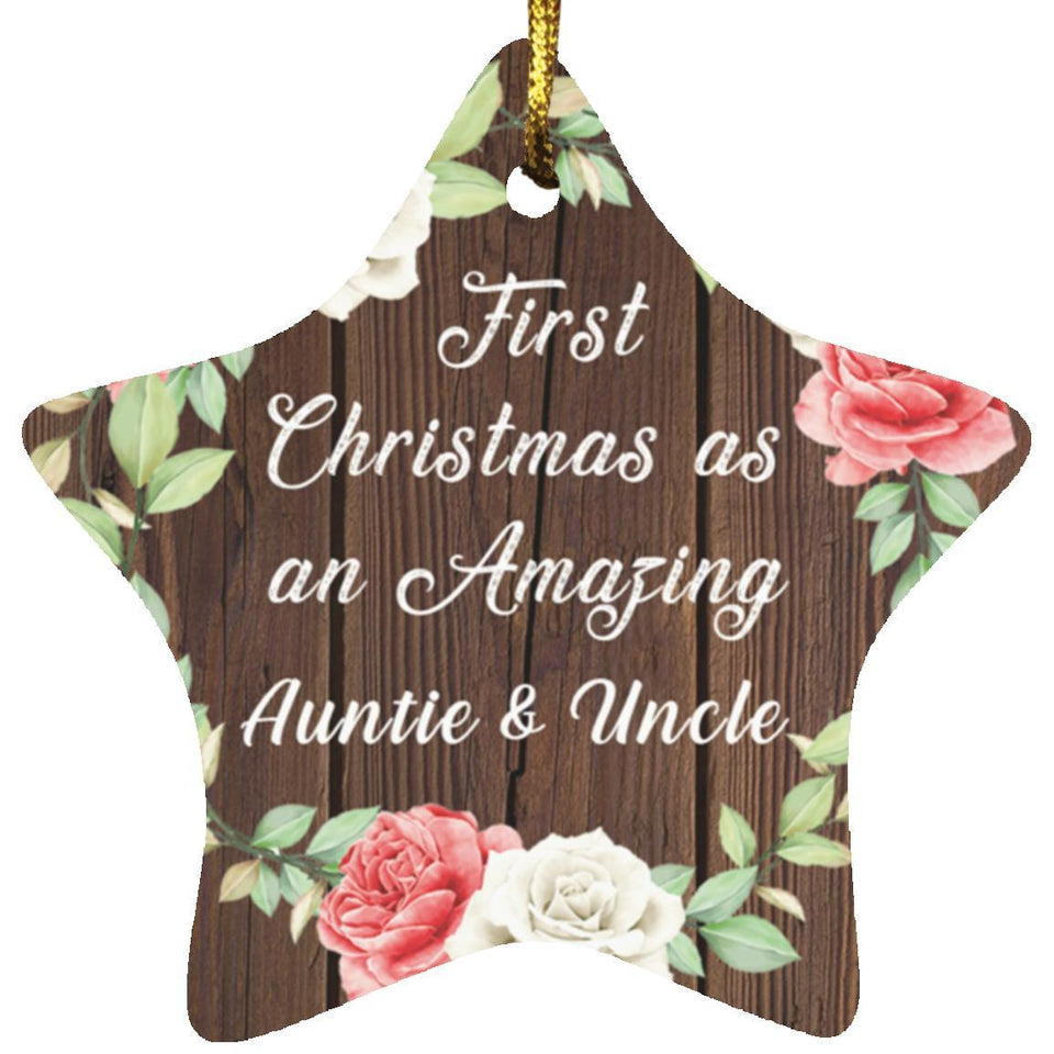 First Christmas As an Amazing Auntie & Uncle - Star Ornament A