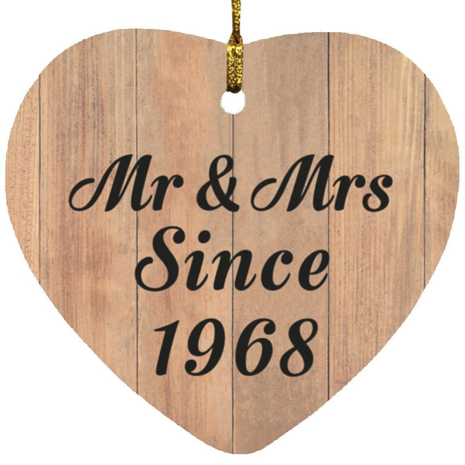 56th Anniversary Mr & Mrs Since 1968 - Heart Ornament C