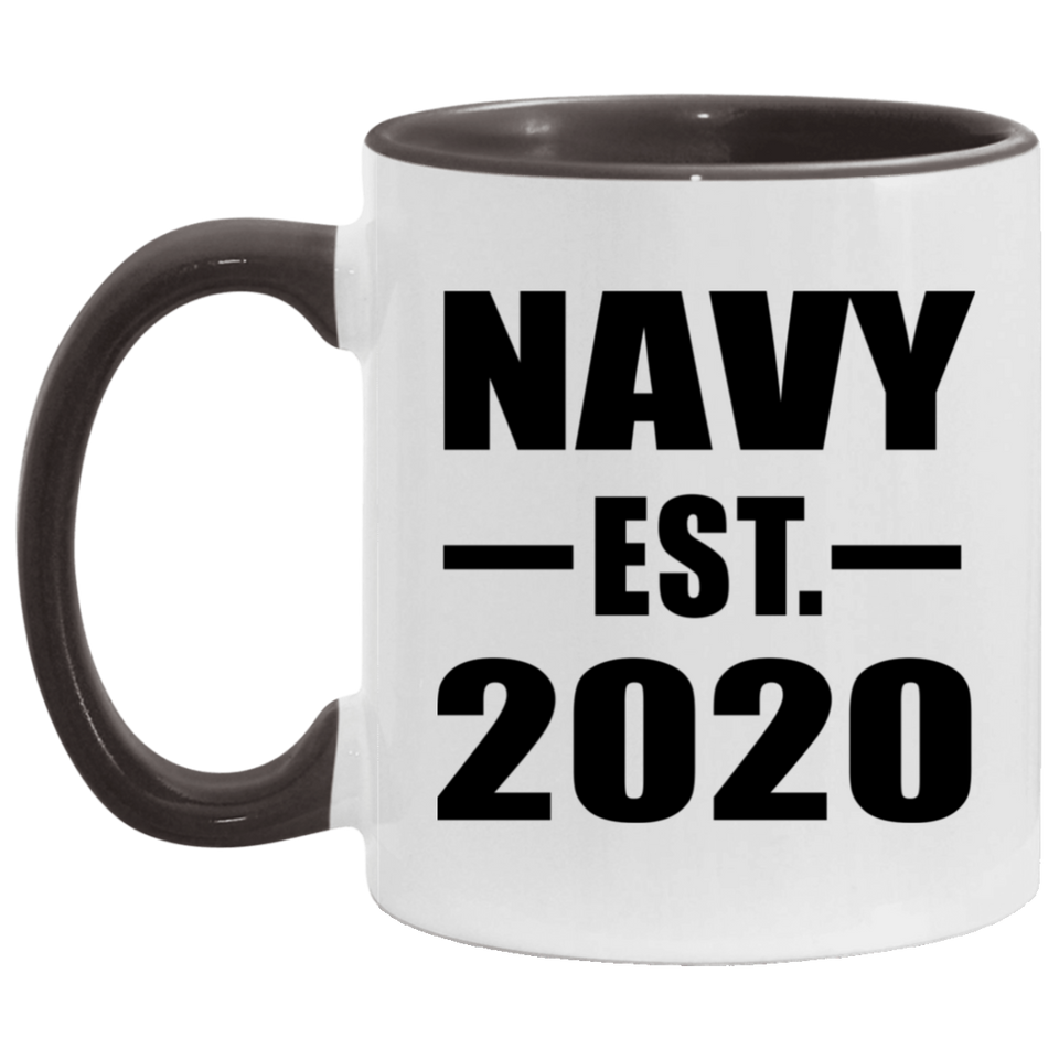 Navy Established EST. 2020 - 11oz Accent Mug Black