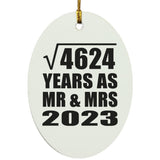 68th Anniversary Square Root of 4624 Years As Mr & Mrs 2023 - Oval Ornament