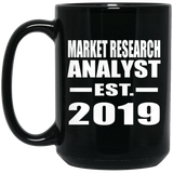 Market Research Analyst Established EST. 2019 - 15oz Coffee Mug Black