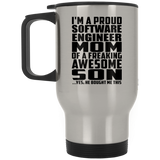 Proud Software Engineer Mom Of Awesome Son - Silver Travel Mug
