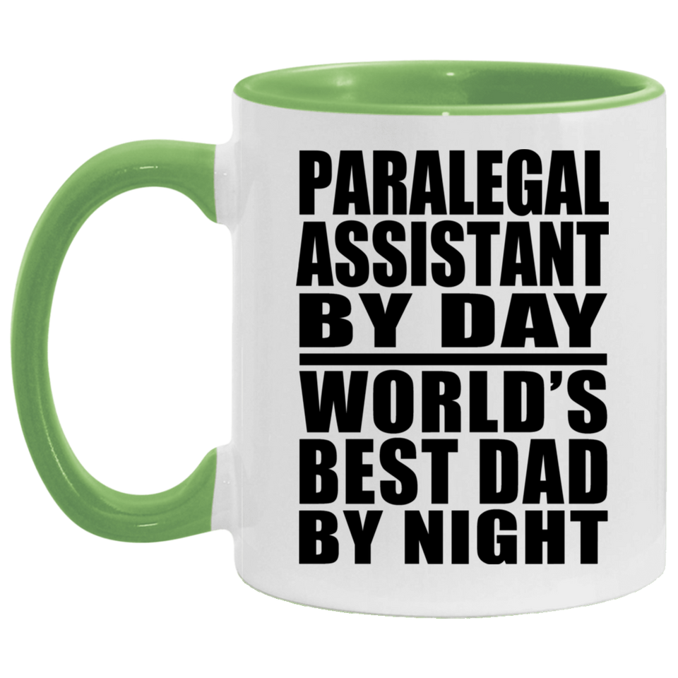 Paralegal Assistant By Day World's Best Dad By Night - 11oz Accent Mug Green