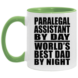 Paralegal Assistant By Day World's Best Dad By Night - 11oz Accent Mug Green