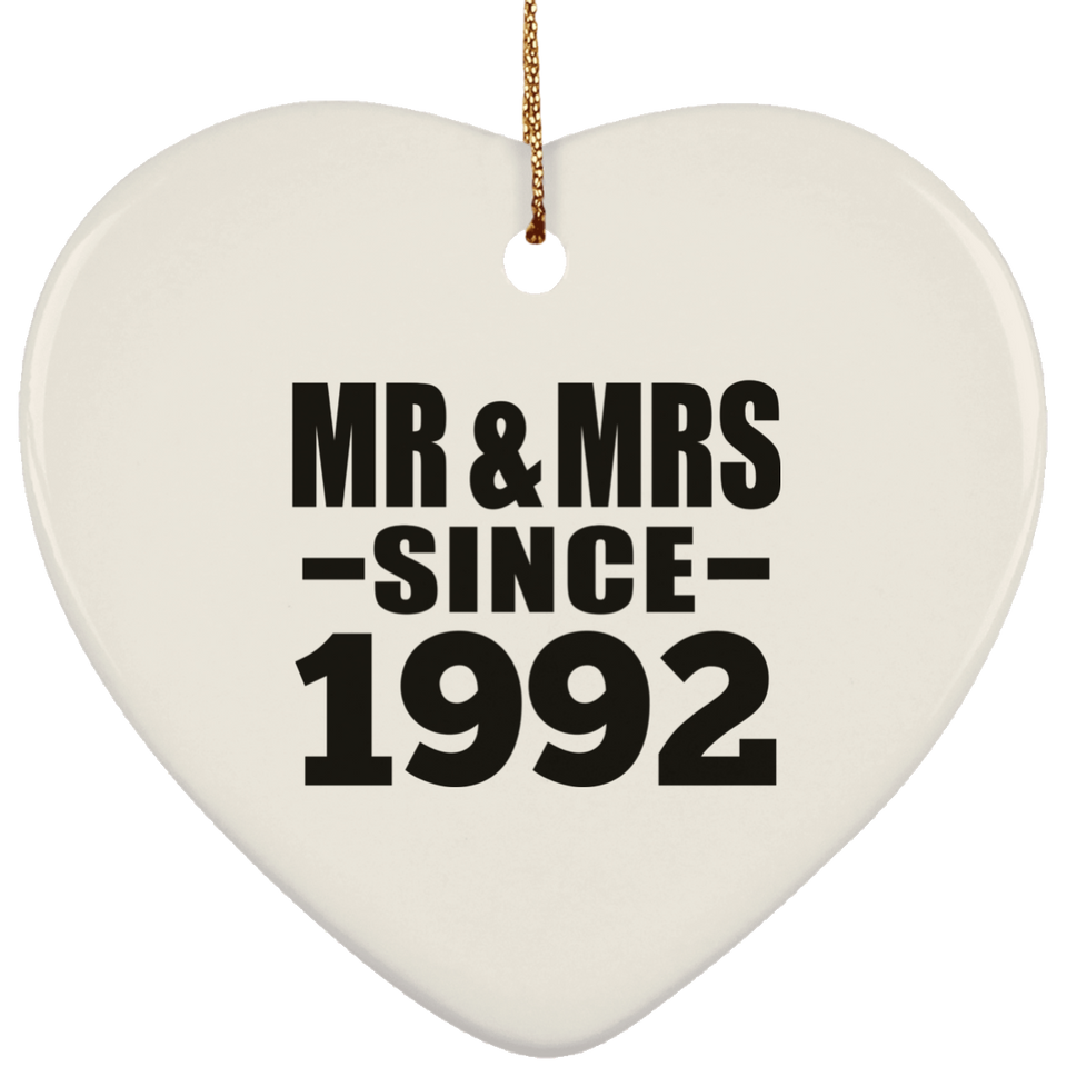 32nd Anniversary Mr & Mrs Since 1992 - Heart Ornament
