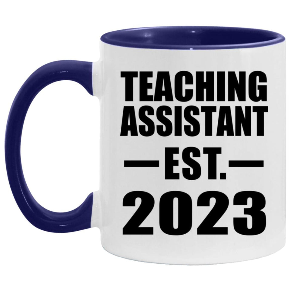 Teaching Assistant Established Est. 2023 - 11oz Accent Mug Purple
