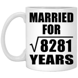 91st Anniversary Married For Square Root of 8281 Years - 11oz Coffee Mug