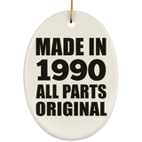 34th Birthday Made in 1990 All Parts Original - Oval Ornament