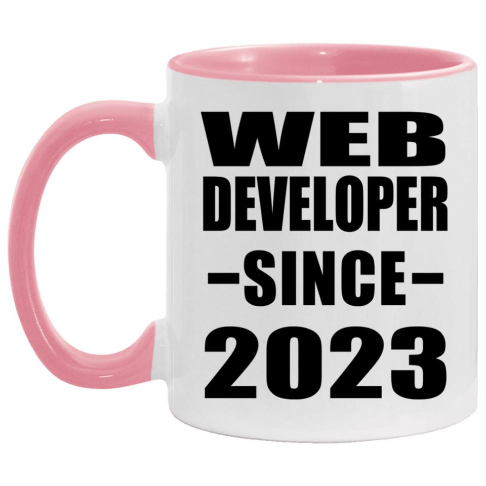 Web Developer Since 2023 - 11oz Accent Mug Pink