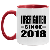 Firefighter Since 2018 - 11oz Accent Mug Red