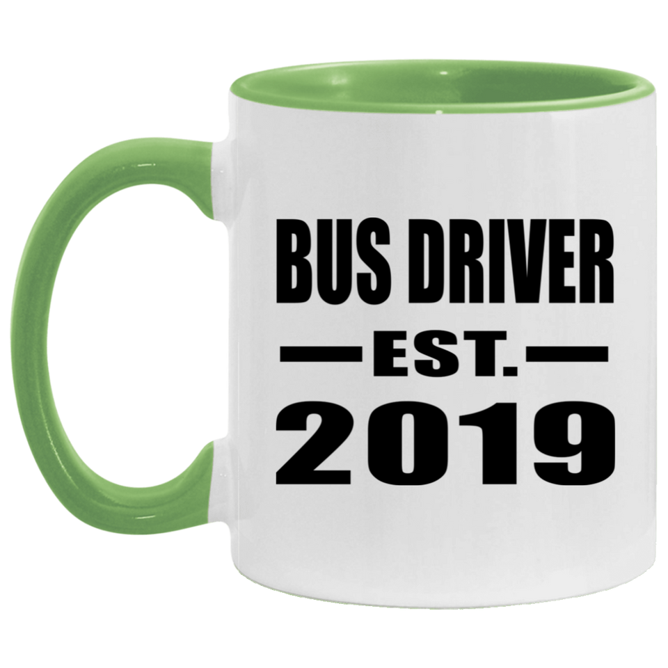 Bus Driver Established EST. 2019 - 11oz Accent Mug Green