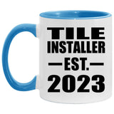Tile Installer Established EST. 2023 - 11oz Accent Mug Blue