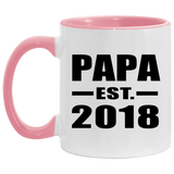 Papa Established EST. 2018 - 11oz Accent Mug Pink