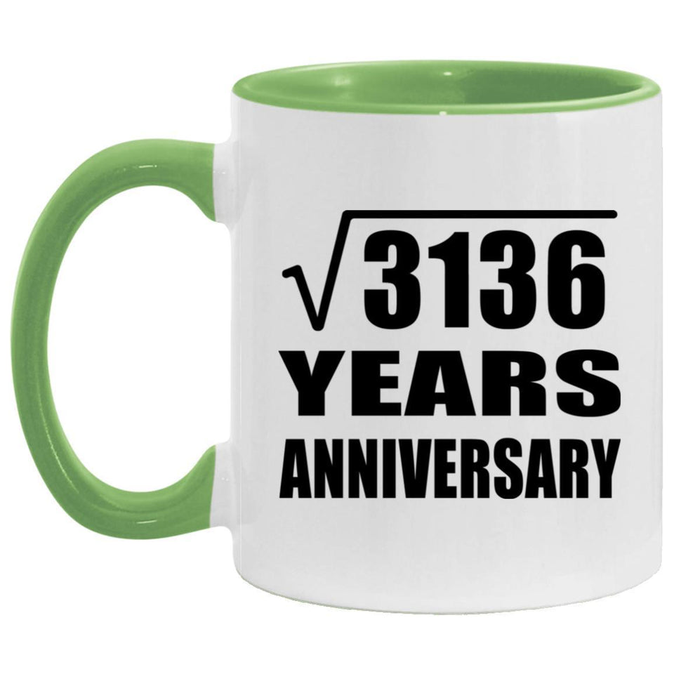56th Anniversary Square Root of 3136 Years Anniversary - 11oz Accent Mug Green