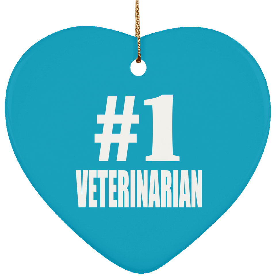 Number One #1 Veterinarian - Heart Ornament