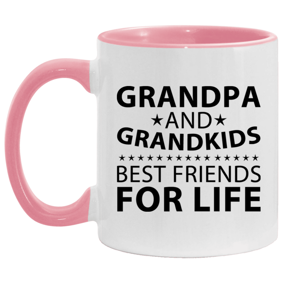 Grandpa and Grandkids, Best Friends For Life - 11oz Accent Mug Pink