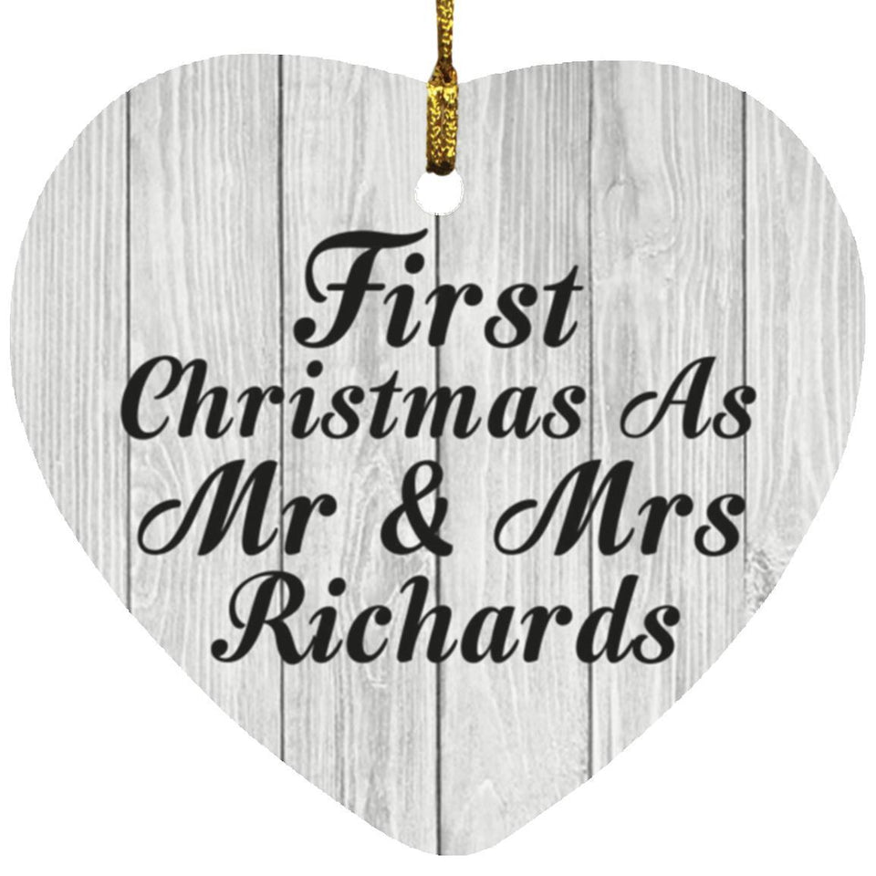First Christmas As Mr & Mrs Richards - Heart Ornament F