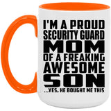 Proud Security Guard Mom Of Awesome Son - 15oz Accent Mug Orange