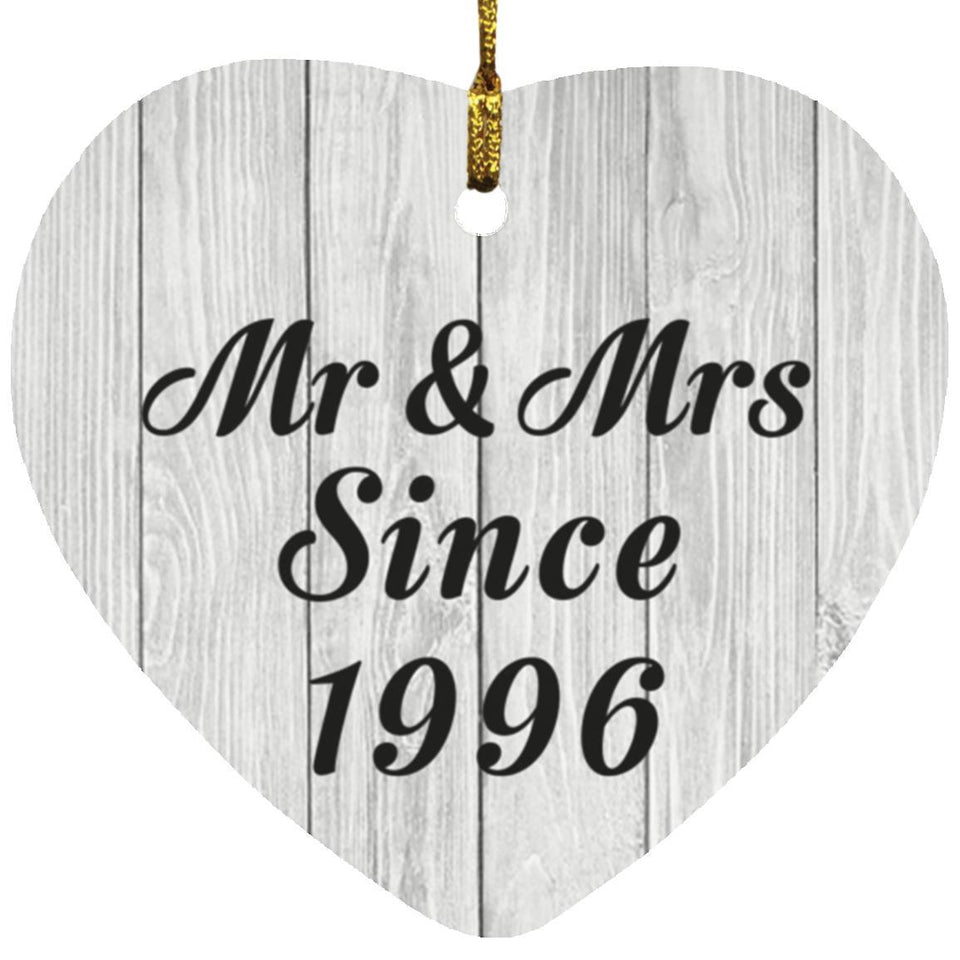 28th Anniversary Mr & Mrs Since 1996 - Heart Ornament F
