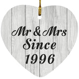 28th Anniversary Mr & Mrs Since 1996 - Heart Ornament F