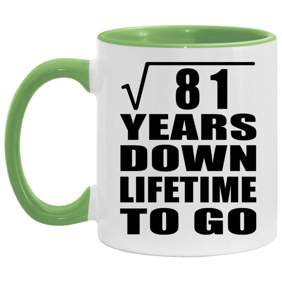 9th Anniversary Square Root of 81 Years Lifetime To Go - 11oz Accent Mug Green