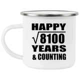 Happy 90th Anniversary Square Root of 8100 Years & Counting - 12oz Camping Mug