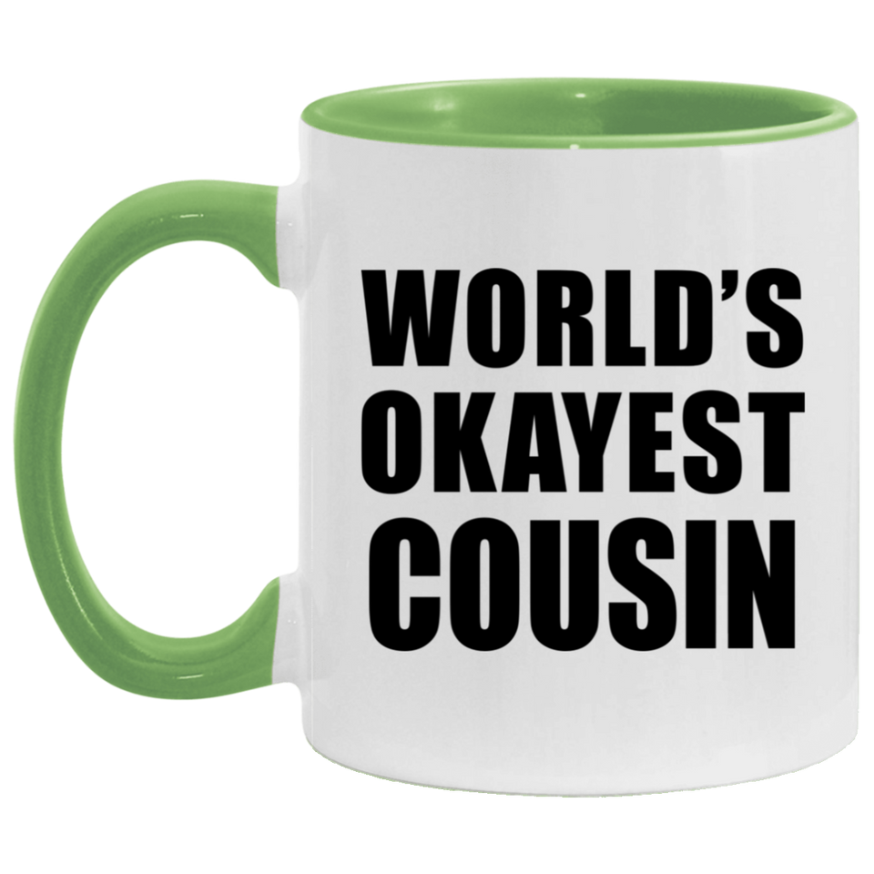World's Okayest Cousin - 11oz Accent Mug Green